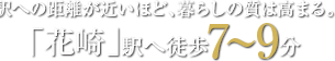 駅への距離が近いほど、暮らしの質は高まる。「花崎」駅へ徒歩7～9分