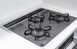 ガラストップ3口コンロ